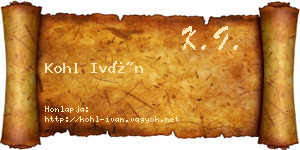 Kohl Iván névjegykártya